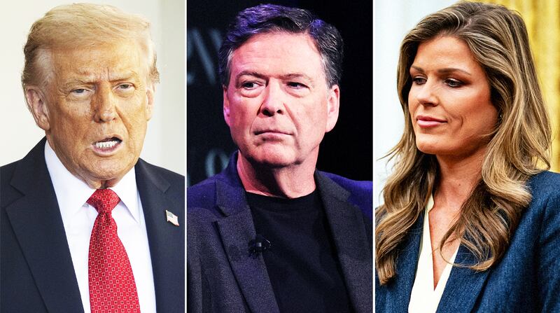 Donald Trump, James Comey, and Lindsey Halligan.