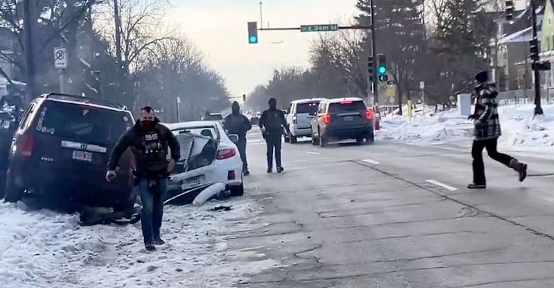 Still from a social media video showing a woman being shot and killed by an ICE officer in Minneapolis, Minnesota