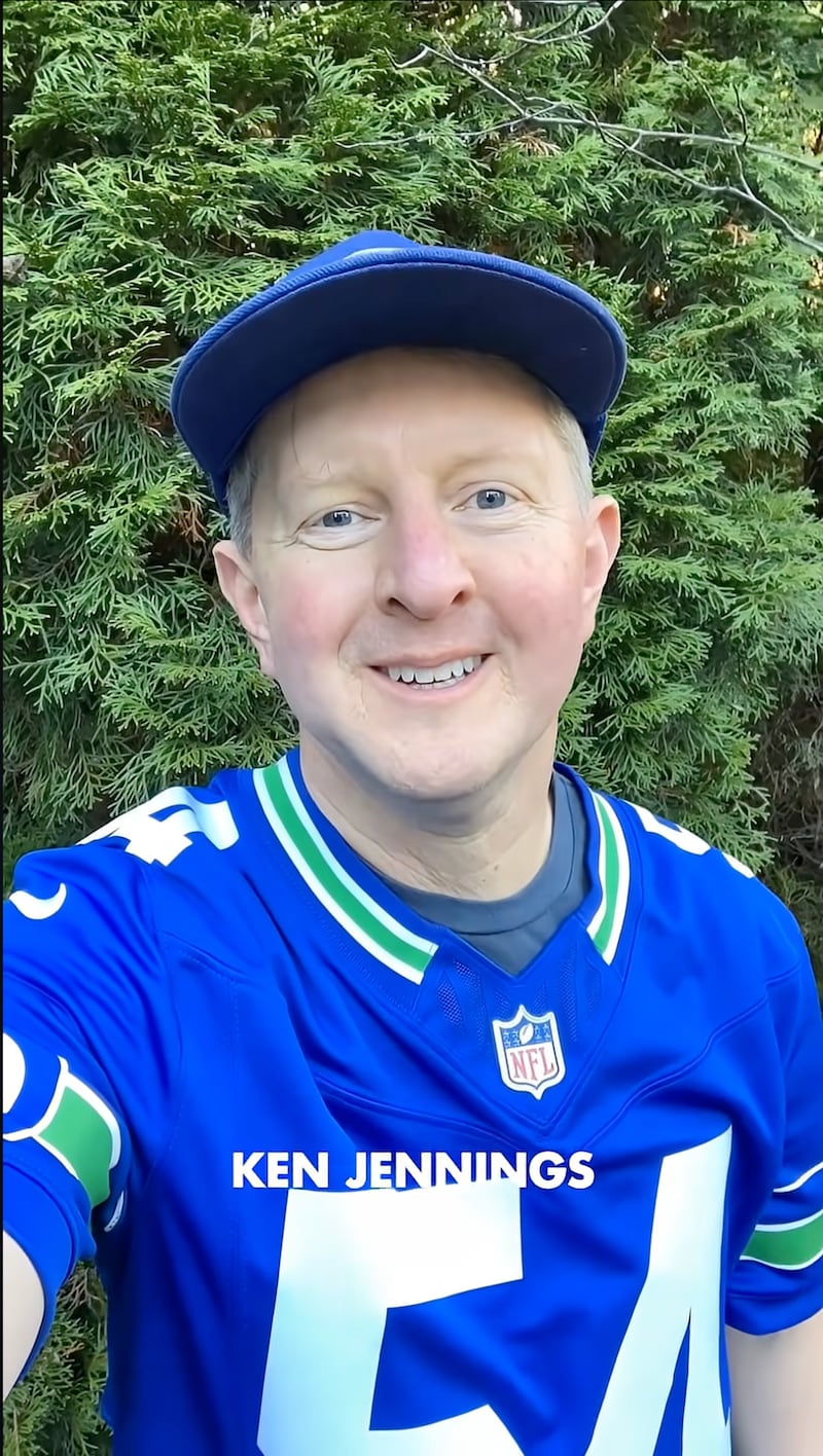 Ken Jennings in the Seahawks Super Bowl promotional video