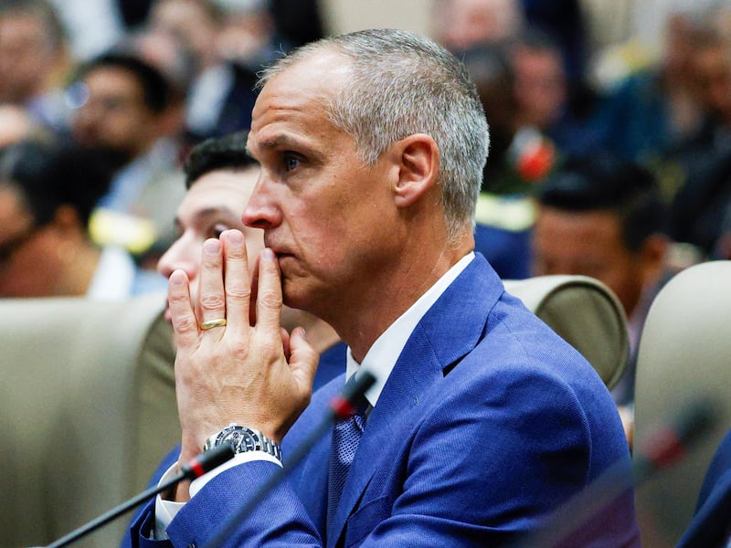 Corey Lewandowski attends the inaugural Americas Counter Cartel Conference with regional defense and security leaders at U.S. Southern Command headquarters in Doral, Florida, U.S., March 5, 2026. REUTERS/Maria Alejandra Cardona