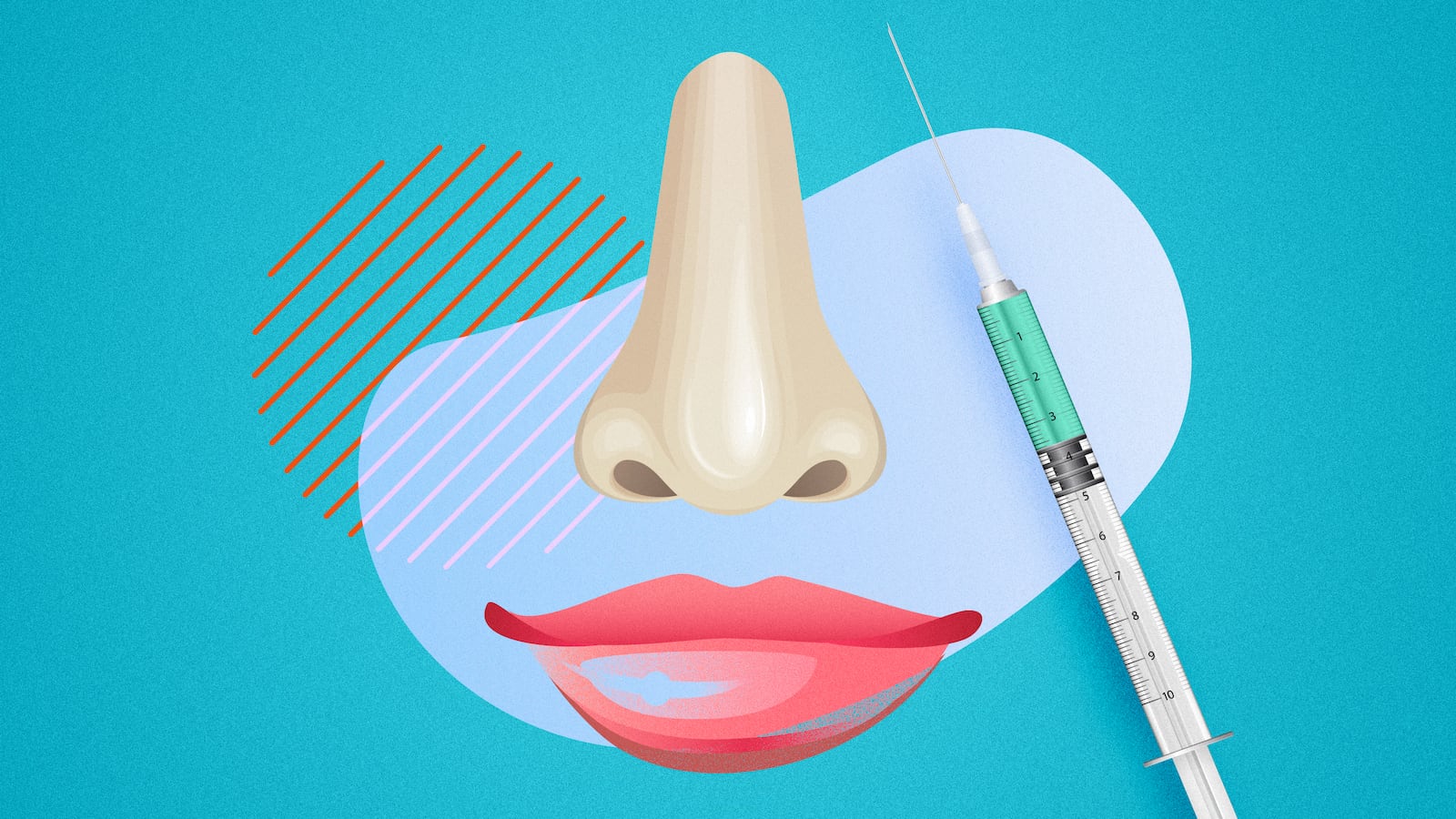 A photo illustration of Looker for Backyard Botox of an abstract face and a needle.