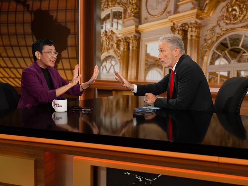 There was plenty of gold to be seen during Jon Stewart’s interview with Maria Ressa.