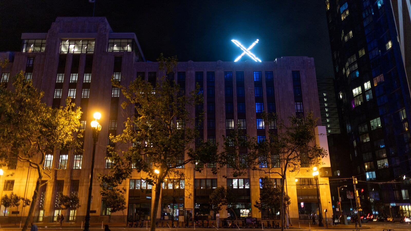 'X' logo is seen on the top of the headquarters of the messaging platform X, formerly known as Twitter, in downtown San Francisco, California, U.S., July 30, 2023.