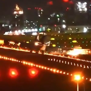Boeing 747 Smashes Into Runway While Landing During Typhoon