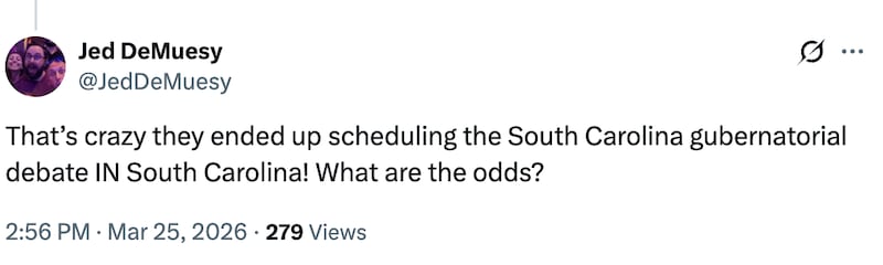 An X user's response to Nancy Mace's complaints about her scheduling conflicts.