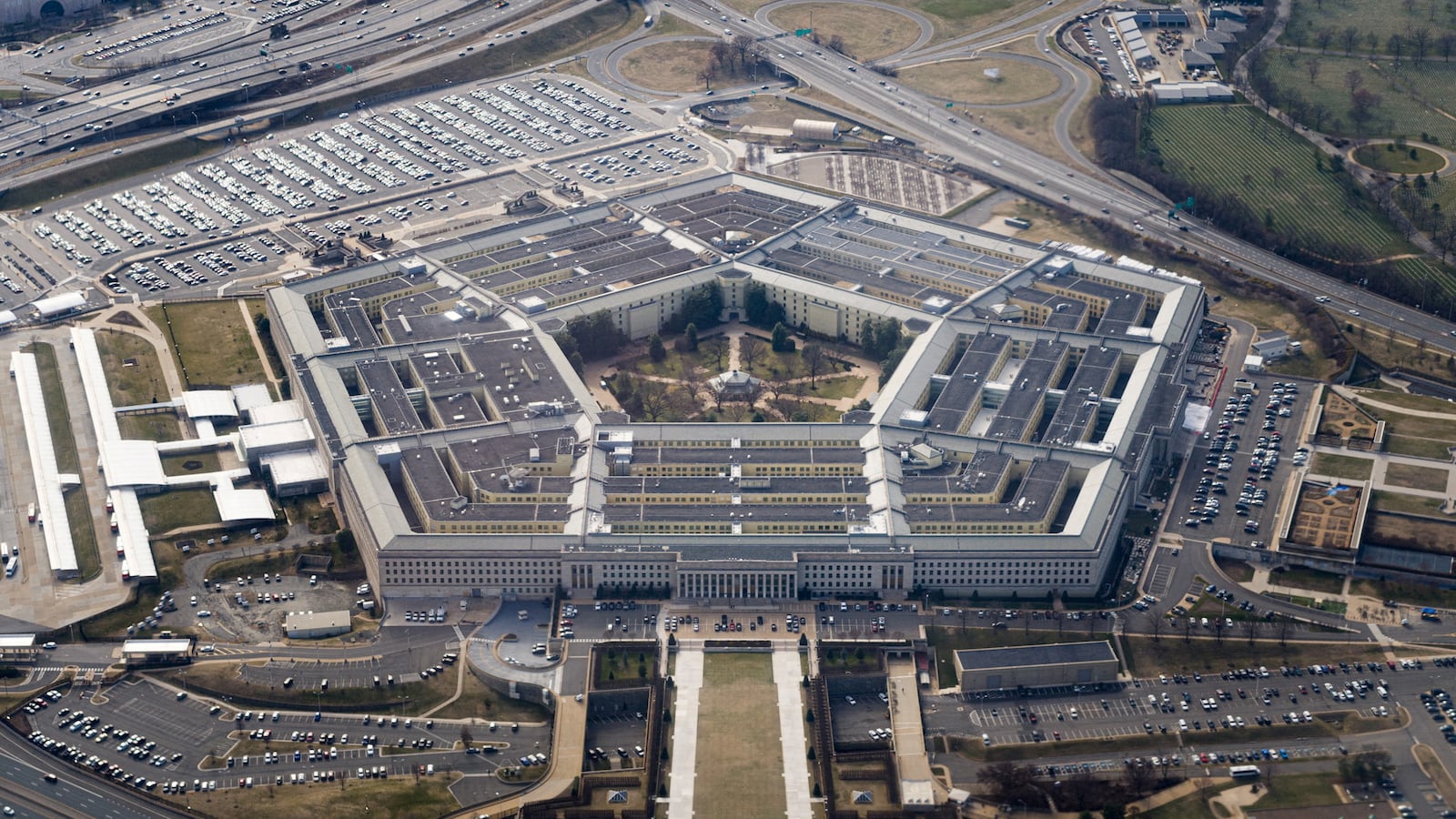 The Pentagon is seen from the air in Washington, U.S., March 3, 2022, more than a week after Russia invaded Ukraine.