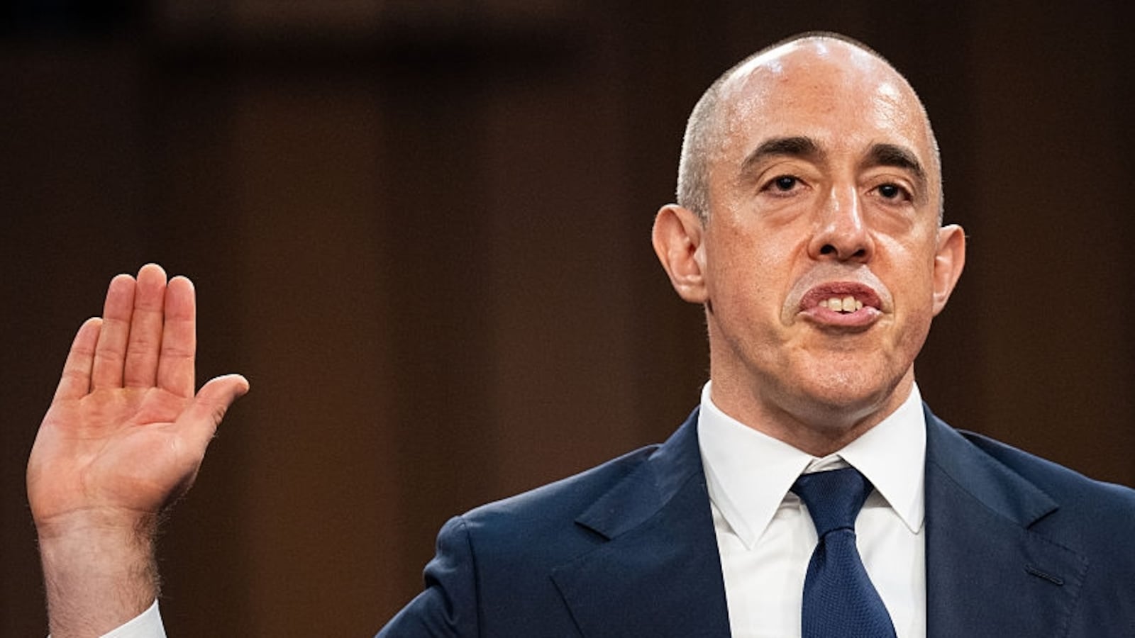 Emil Bove III, nominee
to be United States Circuit Judge for the Third Circuit, is sowrn in before testifying during his confirmation hearing in the Senate Judiciary Committee in the Hart Senate Office Building on Wednessday, June 25, 2025. (Bill Clark/CQ-Roll Call, Inc via Getty Images)