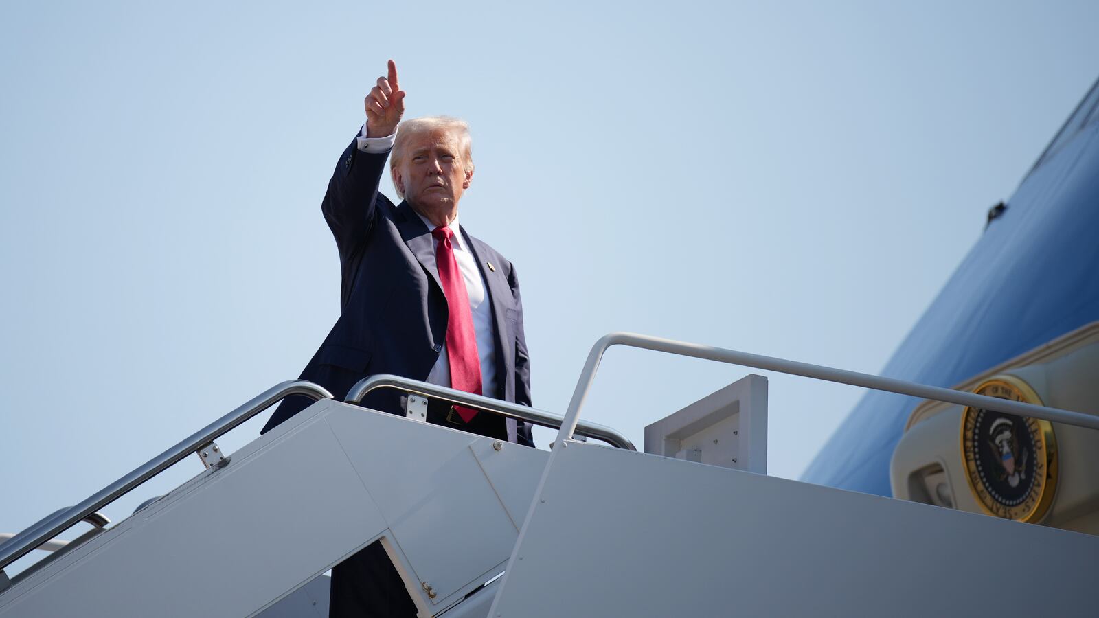 U.S. President Donald Trump boards Air Force One bound for Scotland on July 25, 2025 at Joint Base Andrews, Maryland.