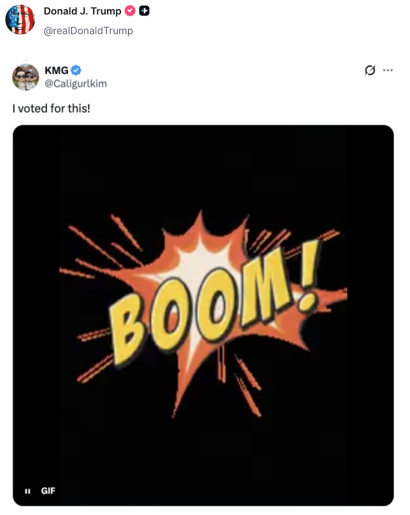 Trump posts a bomb gif on Truth Social