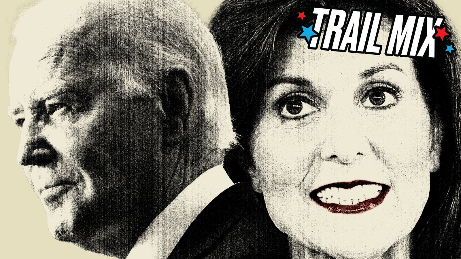 Photo illustration of Nikki Haley and Joe Biden