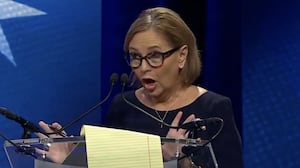 Darline Graham gets booed during a TV debate.