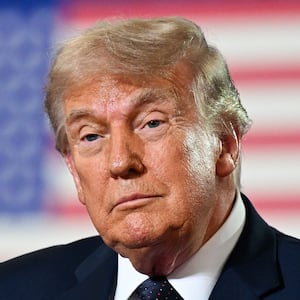 SUFFERN, NEW YORK - MAY 22: U.S. President Donald Trump dances on stage after delivering remarks during a campaign and economic policy event in the Eugene Levy Fieldhouse at SUNY Rockland Community College on May 22, 2026 in Suffern, New York. Trump traveled to the Hudson Valley to help bolster the campaign of Rep. Mike Lawler (R-NY) as he seeks reelection in what is expected to be one of the nation’s most closely watched House races this November. (Photo by Roberto Schmidt/Getty Images)