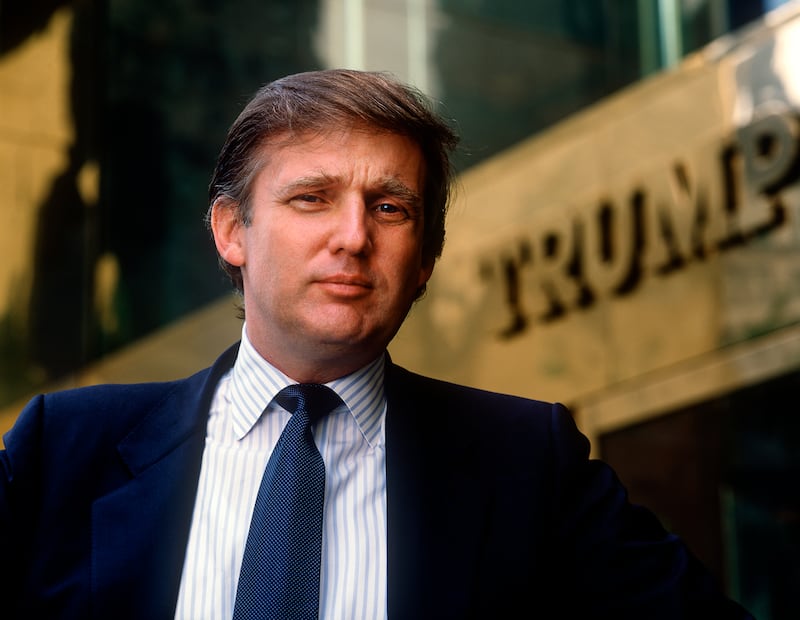 Donald Trump portrait on 5th Avenue outside of Trump Tower. NYC 1987