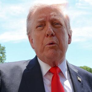 U.S. President Donald Trump speaks to reporters as he departs the White House in Washington, D.C., U.S., May 1, 2026.