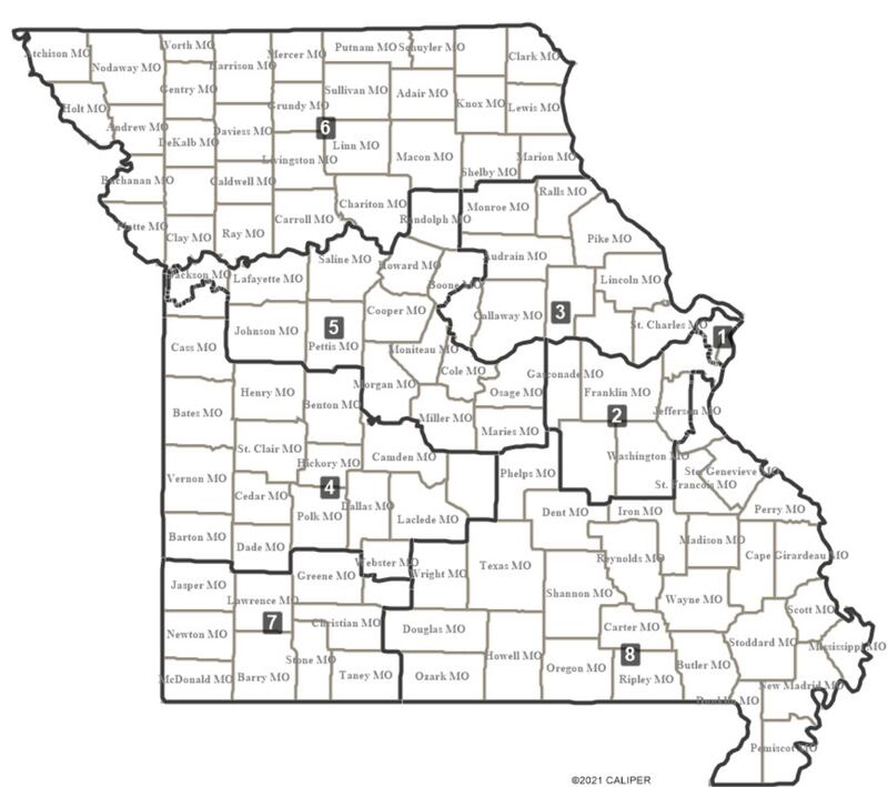 Gov. Kehoe's proposed redistricted 'Missouri First' congressional map