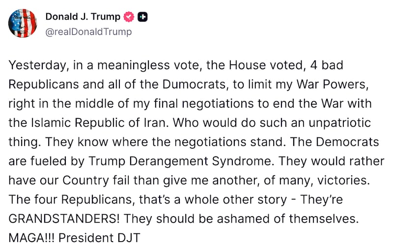 Trump's Thursday morning post.