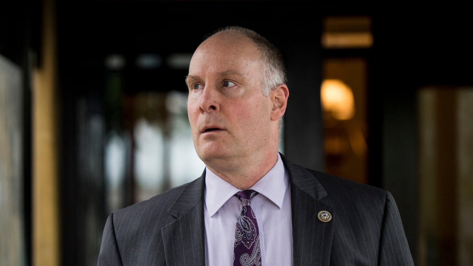 UNITED STATES - MAY 16: Rep. John Moolenaar, R-Mich., leaves the House Republican Conference meeting at the Capitol Hill Club on Wednesday, May 16, 2018. (Photo By Bill Clark/CQ Roll Call)