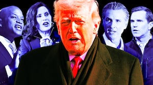 A photo illustration of Governors Moore, Whitmer, Donald Trump, Newsom, and Beshear.