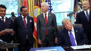 WASHINGTON, DC - SEPTEMBER 28: Rewant Ruia (L), Chairman of Mesabi Metallics, speaks alongside (L-R) Ravi Ruia, Board Member of Mesabi Metallics and Director of Essar Capital, U.S. Secretary of Energy Chris Wright, President Donald Trump and Commerce Secretary Howard Lutnik in the Oval Office at the White House on September 28, 2026 in Washington, DC. Trump announced plans that a new $15 billion steel plant will be built in eastern Iowa by Mesabi Metallics and is projected to be one of the largest in the United States. (Photo by Kevin Dietsch/Getty Images)