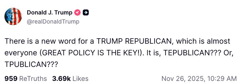 Trump Truth Social Post