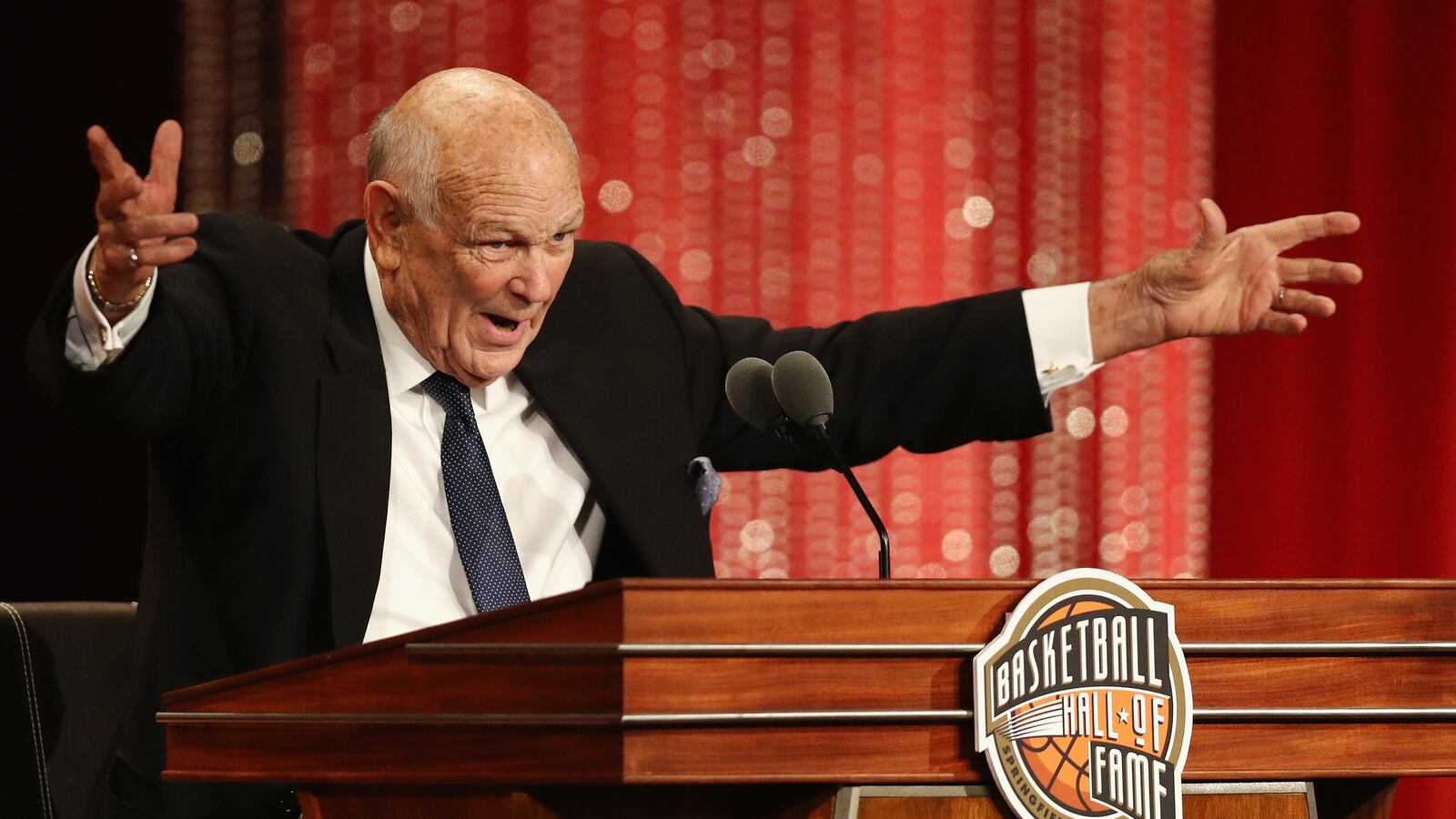Naismith Memorial Basketball Hall of Fame Class of 2018 enshrinee Charles Grice 'Lefty' Driesell speaks during the 2018 Basketball Hall of Fame Enshrinement Ceremony at Symphony Hall on September 7, 2018 in Springfield, Massachusetts.