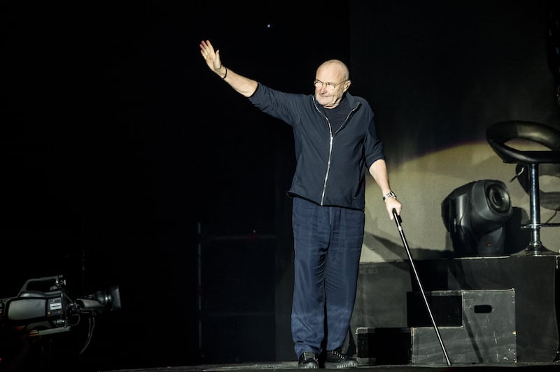 English singer and multi-instrumentalist Phil Collins performs live on stage for the Italian date of his Still Not Dead Yet Live tour, 2019.