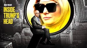 Michael Wolff with a magnifying glass highlighting Melania Trump