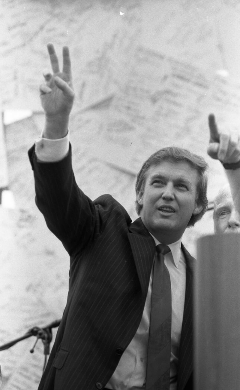 Trump Taj Majal employees throw Birthday Rally for their boss Donald Trump, at the casino in Atlantic City, NJ, June 26, 1990. Mr Trump turned 44 on the 14th of the month.(Photo by)