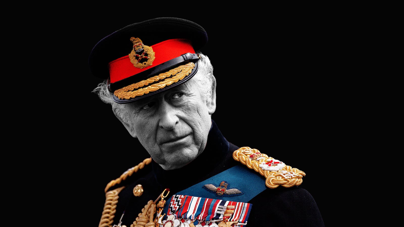 An illustration including a photo of King Charles