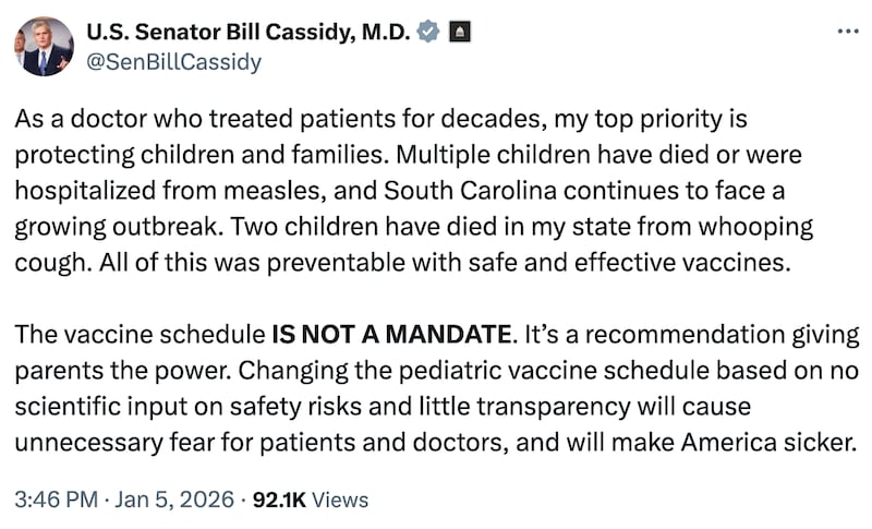 Sen. Bill Cassidy on X