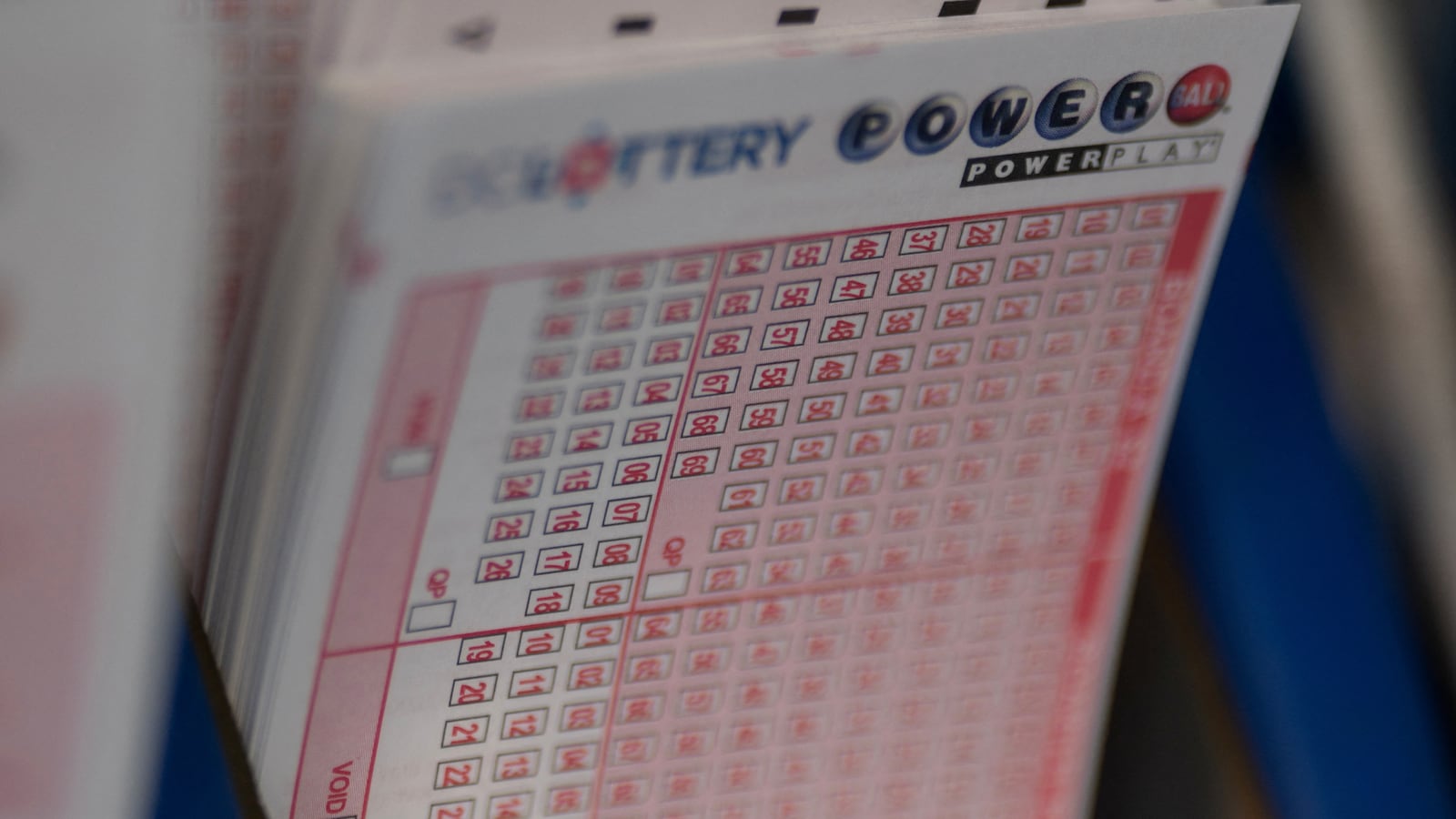 Powerball tickets are seen at a liquor store, in Washington, U.S.