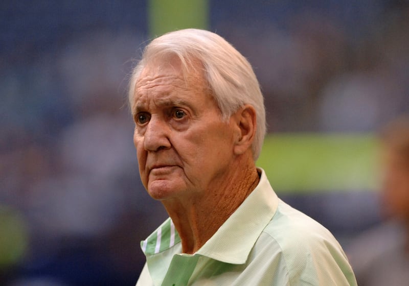 Pat Summerall on the sidelines during a Monday Night Football game September 19, 2005 in Irving, Texas.