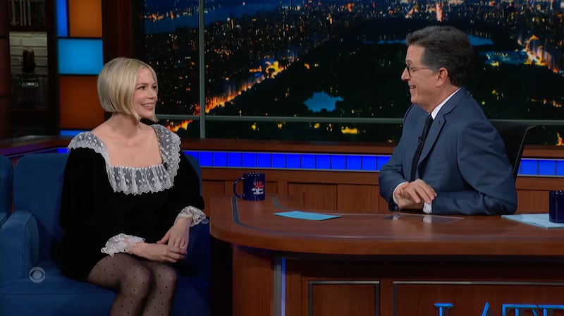 Michelle Williams and Stephen Colbert on "The Late Show"