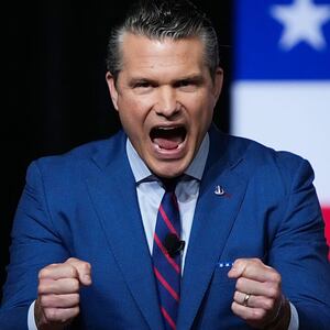 U.S. Secretary of War Pete Hegseth speaks to senior military leaders at Marine Corps Base Quantico on September 30, 2025 in Quantico, Virginia.