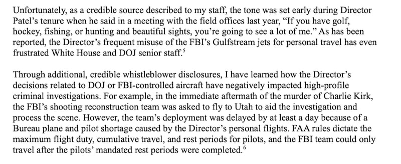 Durbin details allegations made against Patel.