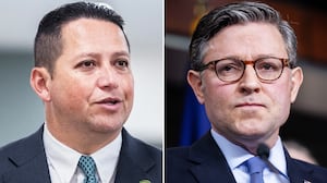 Rep. Tony Gonzales and Speaker Mike Johnson.
