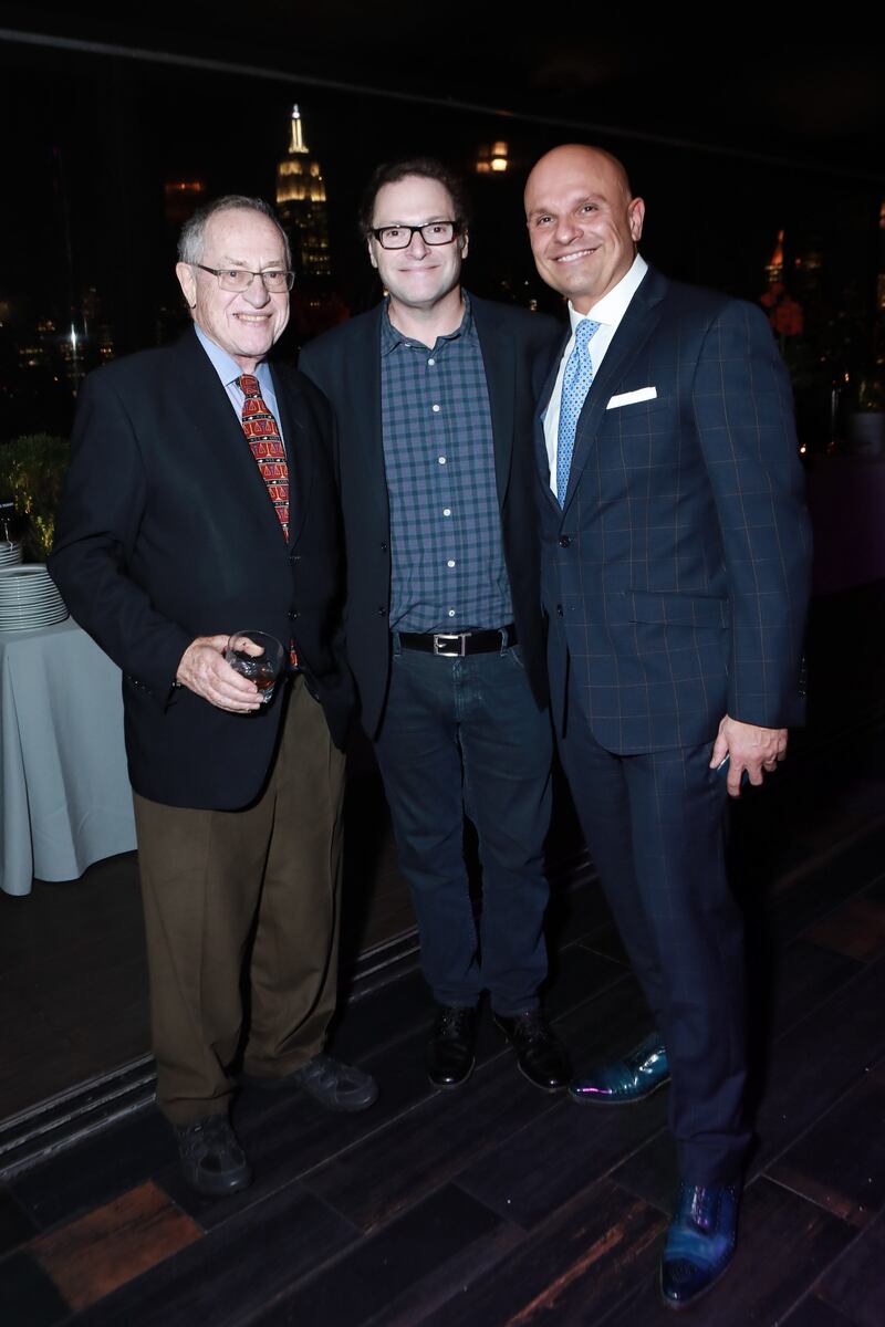 Alan Dershowitz, Elon Dershowitz and Arthur Aidala in New York City on November 28, 2017.