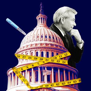A photo illustration of the Capitol building, Rep. Dave Schweikert, and an Ozempic needle.