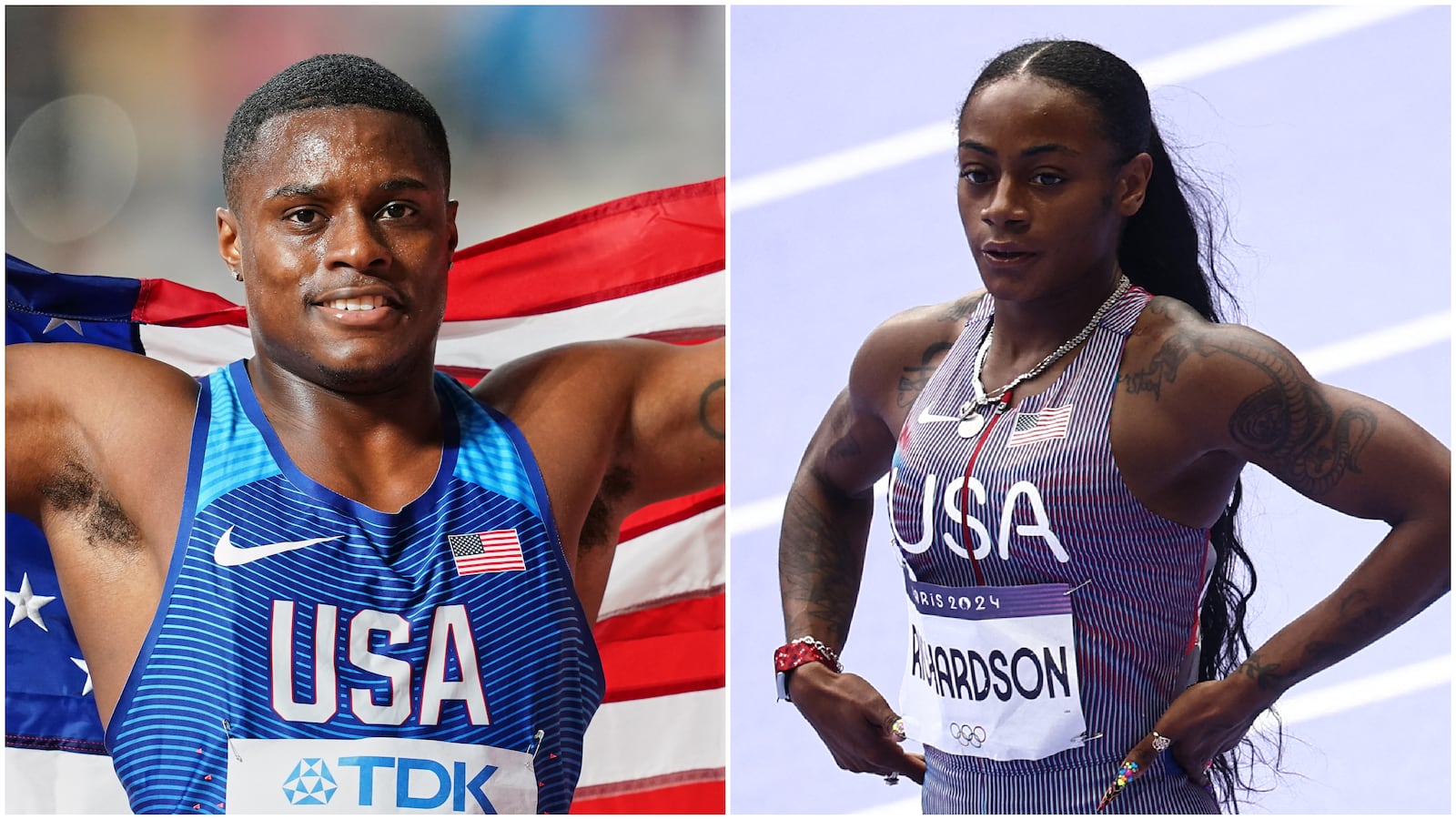 Christian Coleman (left) and Sha'Carri Richardson (right)