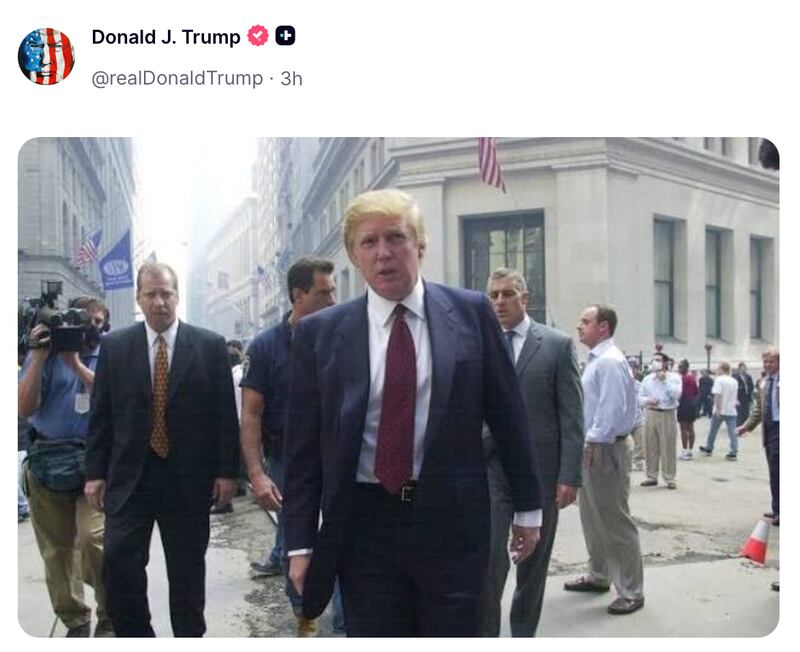 Donald Trump outside the New York Stock Exchange on Sept. 18, 2001.
