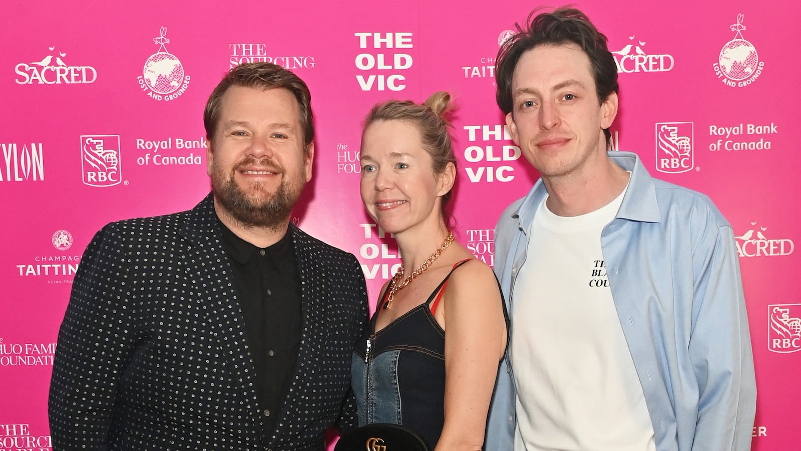 James Corden, Anna Maxwell Martin and Zachary Hart attend the press night after party for "The Constituent" at Skylon on June 25, 2024 in London, England.