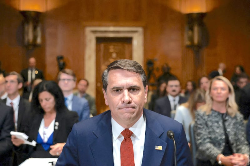 Acting U.S. Attorney General Todd Blanche takes his seat to testify before a Senate subcommittee on the Justice Department's proposed 2027 budget on Capitol Hill in Washington, D.C., U.S., May 19, 2026.