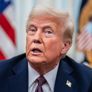 Washington, DC - January 23 : President Donald J Trump speaks with reporters and signs executive orders in the Oval Office at the White House on Thursday, Jan 23, 2025 in Washington, DC. (Photo by Jabin Botsford/The Washington Post via Getty Images)