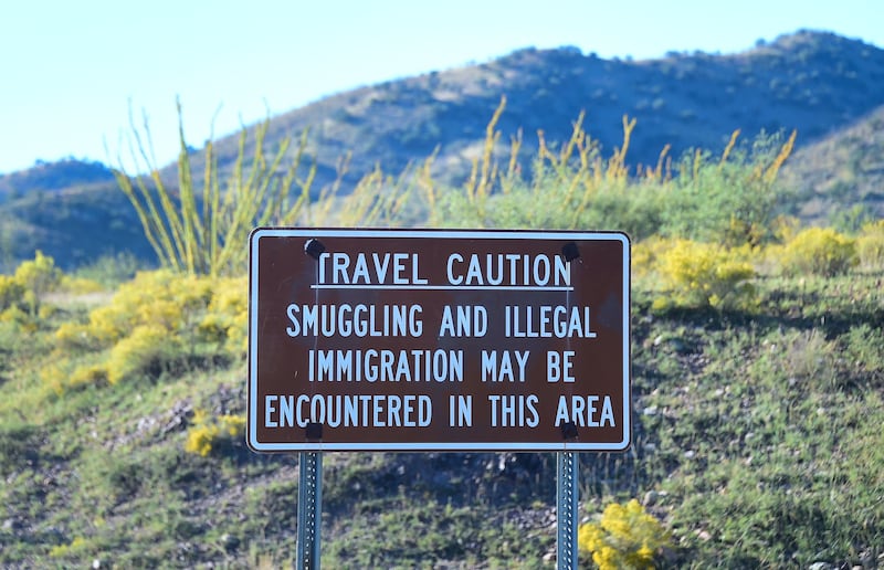 A sign southeast of Arivaca, Arizona.