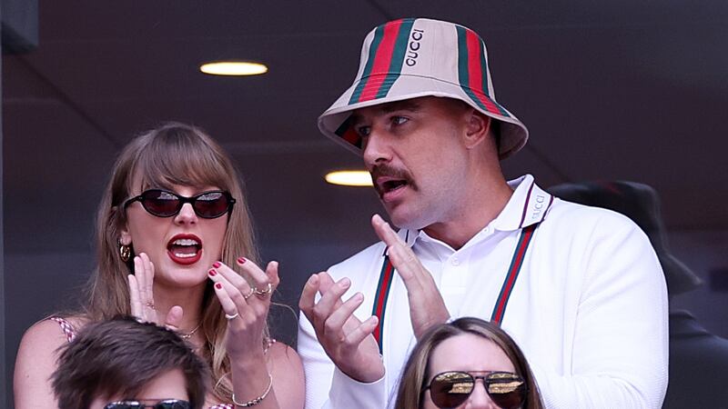 NEW YORK, NEW YORK - SEPTEMBER 08: Singer-songwriter Taylor Swift and Travis Kelce of the Kansas City Chiefs attend the Men's Singles Final match between Taylor Fritz of the United States and Jannik Sinner of Italy on Day Fourteen of the 2024 US Open at USTA Billie Jean King National Tennis Center on September 08, 2024 in the Flushing neighborhood of the Queens borough of New York City.