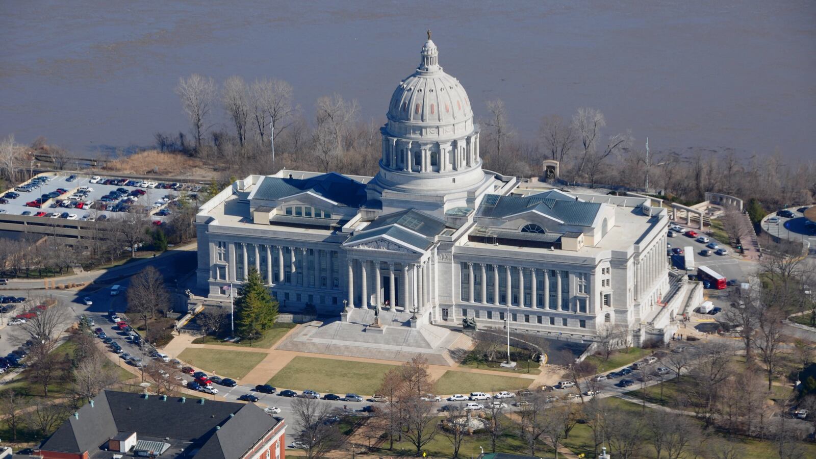 Aerial photograph of the Missouri State Capitol Building.