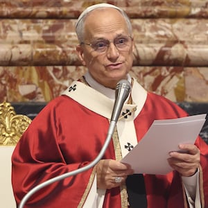 Pope Leo XIV presides over the Holy Mass in suffrage for the late Roman Pontiff Francis and for the Cardinals and Bishops who died during the year, at the Altar of the Chair of the Vatican Basilica. Vatican City (vatican), November 03rd, 2025 (Photo by Grzegorz Galazka/Archivio Grzegorz Galazka/Mondadori Portfolio via Getty Images)