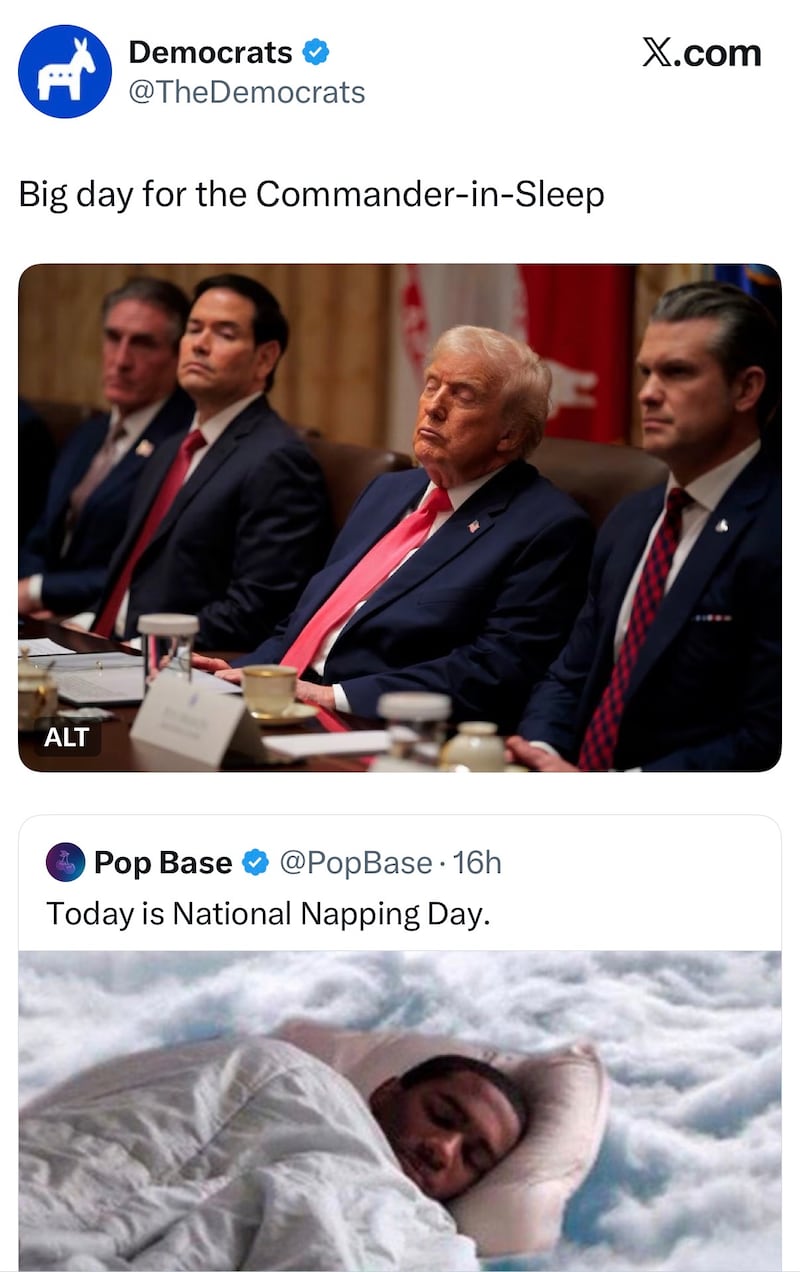 Democrats X donald trump sleepy