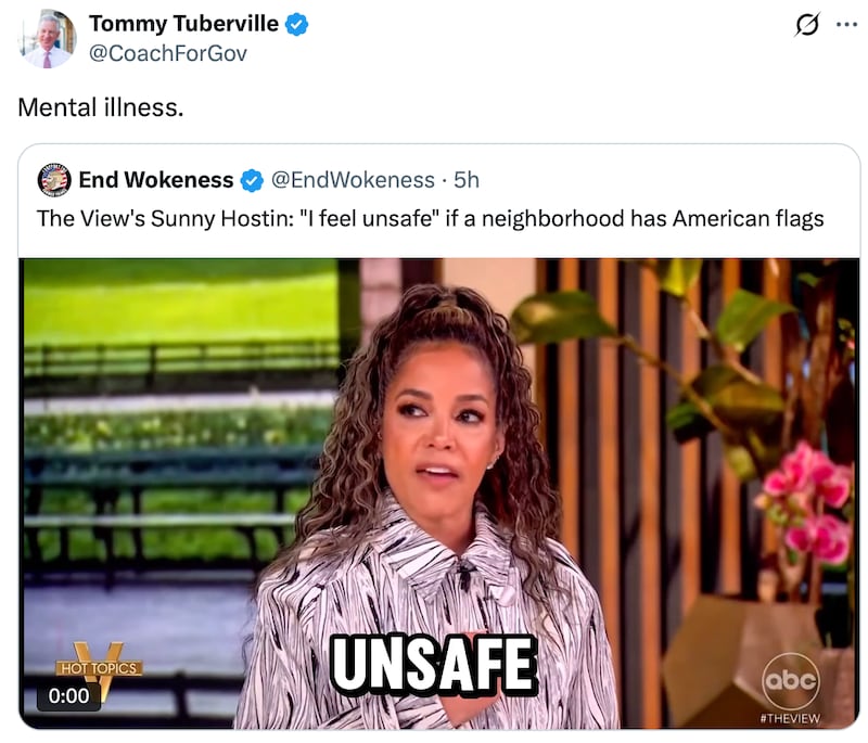 Republican Tommy Tuberville comments on Sunny Hostin.