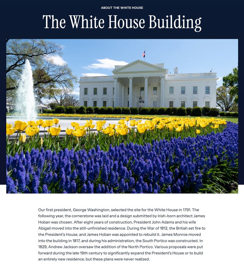 Old White House webpage